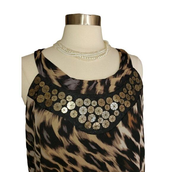Women's Sleeveless Blouse Bling Animal Print Flowy Shell Lightweight Top XL NWOT - Picture 8 of 9